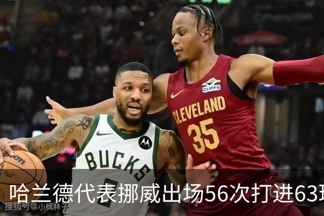 哈兰德代表挪威出场56次打进63球，最近16场比赛打进28球